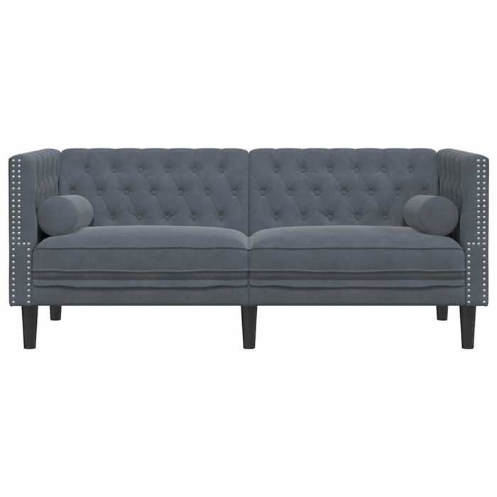 Promotion janvier Canapé Chesterfield - mango - Sofa double - Gris foncé 174x74.5x70.5 cm Velours SS50