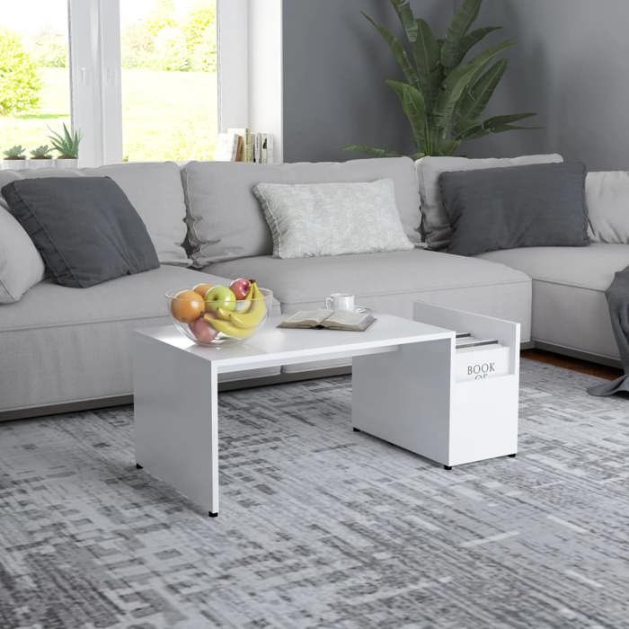 Table de Canapé Magnifique - Blanc Table basse - Pour Salon chambre - Blanc 90x45x35cm - bois d’ingénierie CL4488776 Table de Canapé Magnifique - Blanc Table basse - Pour Salon chambre - Blanc 90x45x35cm - bois d’ingénierie CL4488776