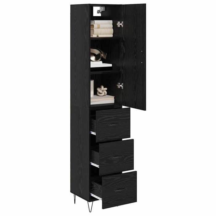 Vaisselier de cuisine - Noir - Haut Armoire - SWEETY - avec rangement - Chêne noir 34 5x34x90cm - Bois dingénierie LH9347632