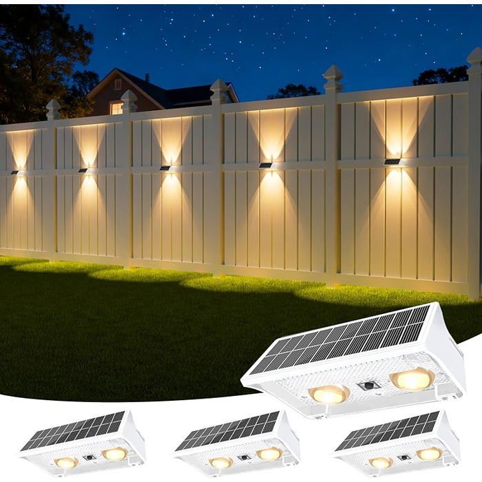 Applique Murale Exterieur Solaire Lot de 4 Éclairage Haut et Bas Étanches IP65 3000K/4000K/6500K + RVB Lampe L APPLIQUE DINTERIEUR