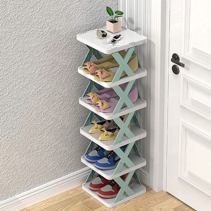 Boîte de rangement à chaussures empilable à 6 niveaux étagère dentrée armoire à chaussures en plastique économiseur despace