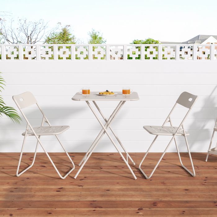 Ensemble de table et chaises de jardin pliable pour 2 personnes 2 chaises et 1 table Beige