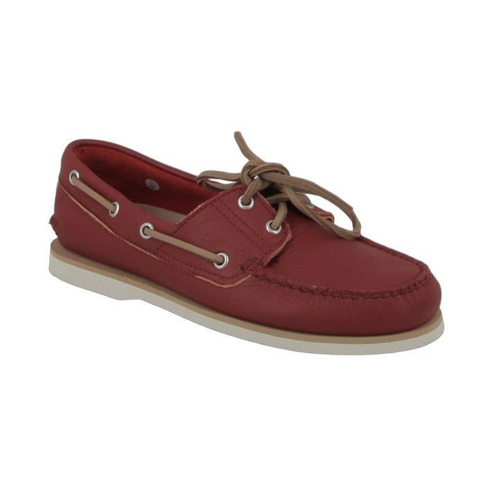 Chaussure bateau Timberland en cuir rouge