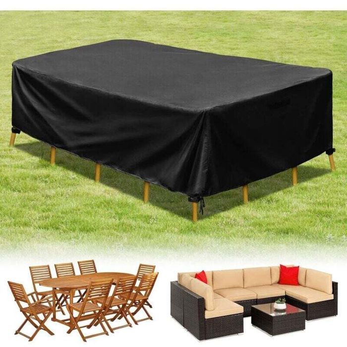 Housse protection gris foncé pour table jardin 160x130x90 cm
