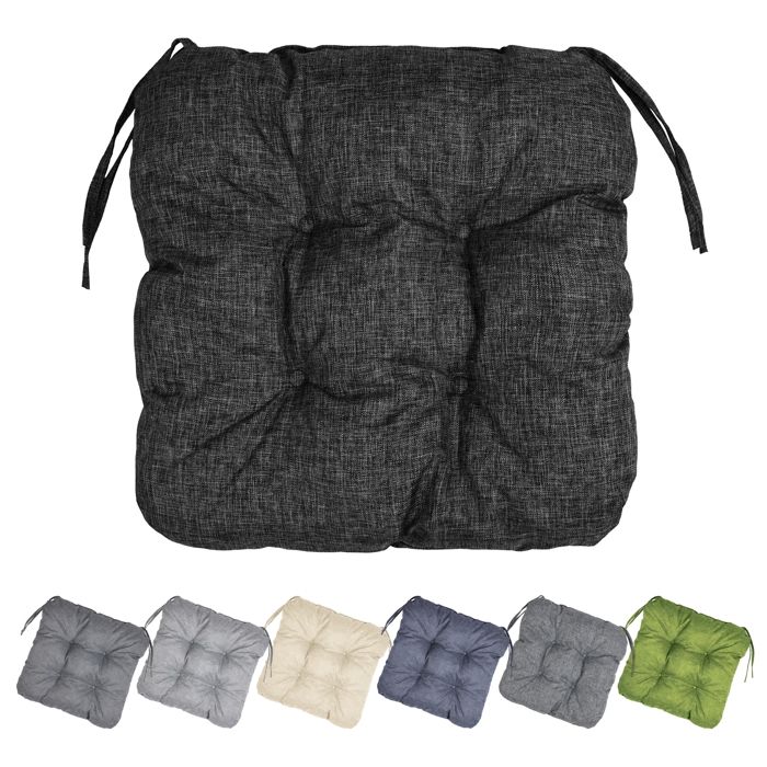 Garronda Coussin de Chaise Extérieur Imperméable 40x40 cm Carré Résistant UV avec Cordons GD-0221 Noir