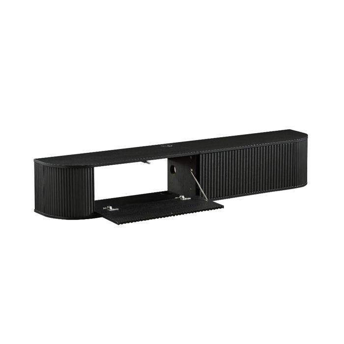 Meuble TV suspendu 180 cm de long grand espace de rangement avec système de gestion des câbles noir Meuble TV suspendu 180 cm de long grand espace de rangement avec système de gestion des câbles noir