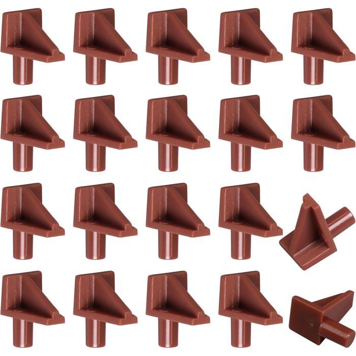 Taquets détagère 5 mm supports de tablette en plastique marron lot de 20 pour armoire bibliothèque placard