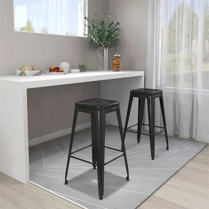 Tabourets de bar empilables 2 pcs - VIDAXL - noir métal - Cadre durable - design élégant(5773)