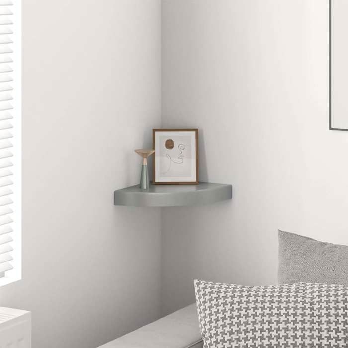 Meuble Étagère corniches - Étagère dangle flottante Gris brillant 25x25x3 8 cm MDF - design élégant - pour maison(22422）
