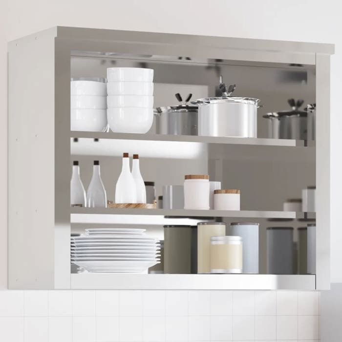 Armoire murale de cuisine avec étagères acier inoxydable - vidaXL - Argenté - 92x40x75 cm - Facile à nettoyer - Avec 2 étagères 7546