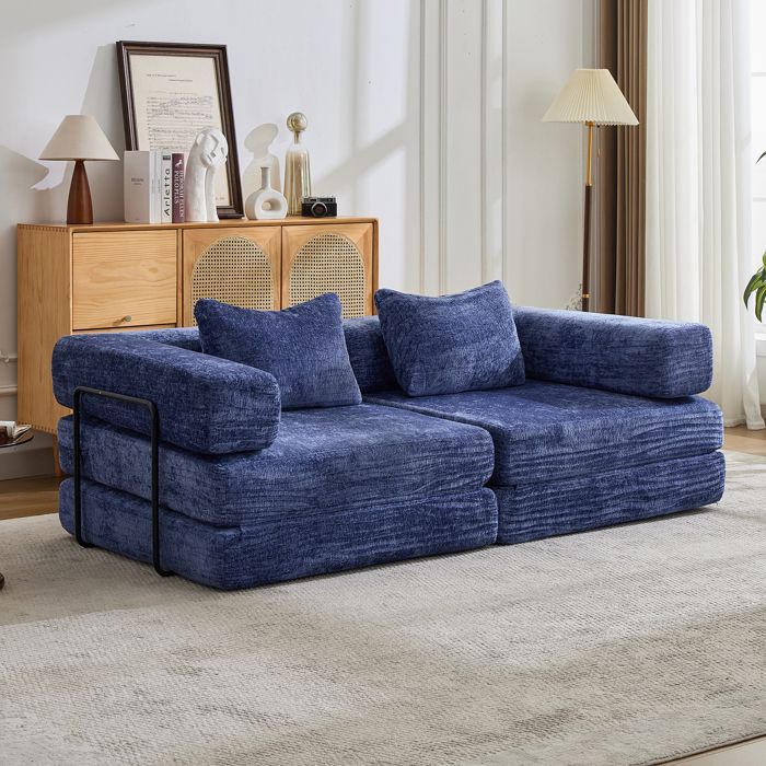 Canapé dangle Canapé convertible en tissu chenille bleu foncé pour salon chambre mobilier pour espace de vie