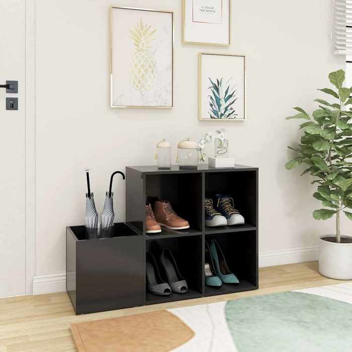 BEAU Étagère de rangement pour chaussures - Armoire à chaussures entrée - gris - 105x35 5x70 cm - bois ingénierie[98612]