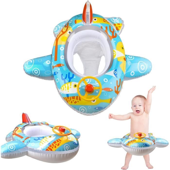 Bouée Bébé Anti-Basculement Rose Poney – 6-36 Mois, Protection Solaire UPF50+ Amovible, Ceinture Sécurité 3 Points