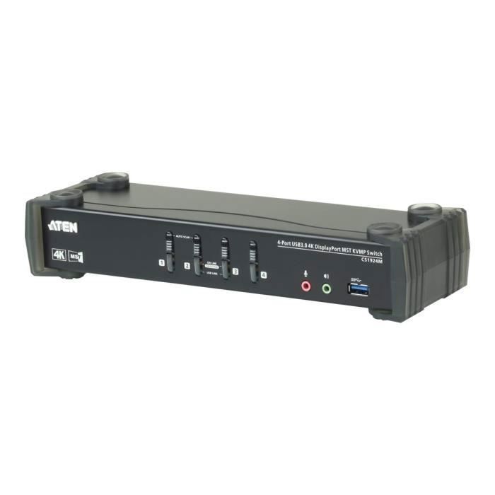ATEN CS1924M KVMP Switch Commutateur écran-clavier-souris-audio-USB 4 x KVM - audio - USB 1 utilisateur local Ordinateur de…