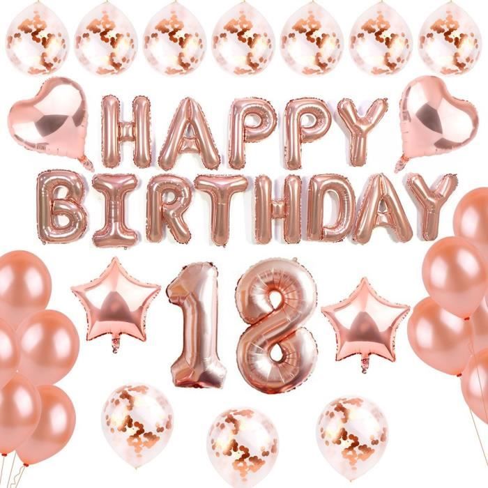 Sancuanyi 18 Ans Anniversaire Decorations Or Rose Happy Birthday Banniere Ballon Et Pieces De Ballons Party Supplies For Girls Cdiscount Maison