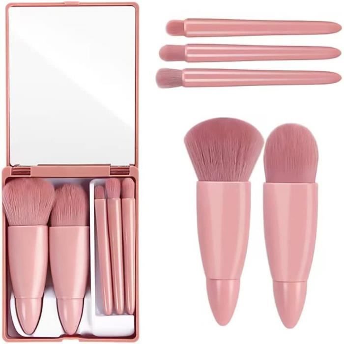 Acheter 5 pièces Pack miroir de maquillage fille rose coeur voyage ensemble  de pinceaux de maquillage Mini portable Morandi système de couleur boîte  pinceau de maquillage outils de beauté