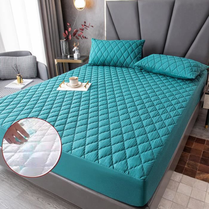 Protège-matelas Imperméable 180x200 Cm - Gris, Matelassé, Extensible Jusqu'à 27 Cm, Lavable