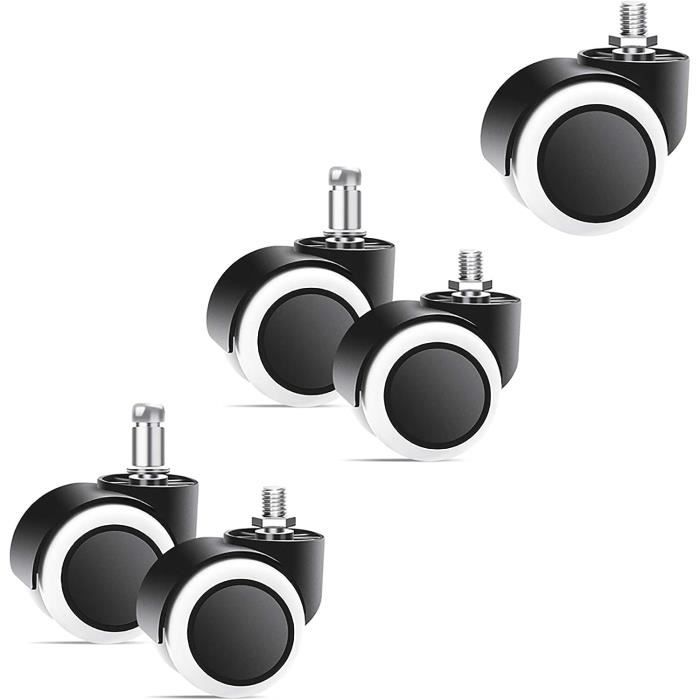 Hsthe Sea Lot de 5 roues de rechange en caoutchouc de style, remplacement des roues pivotantes, roues pivotantes pour fauteuil de bureau, roulettes silencieuses parfaites pour planchers en bois, tapis Hsthe Sea Lot de 5 roues de rechange en caoutchouc de style, remplacement des roues pivotantes, roues pivotantes pour fauteuil de bureau, roulettes silencieuses parfaites pour planchers en bois, tapis