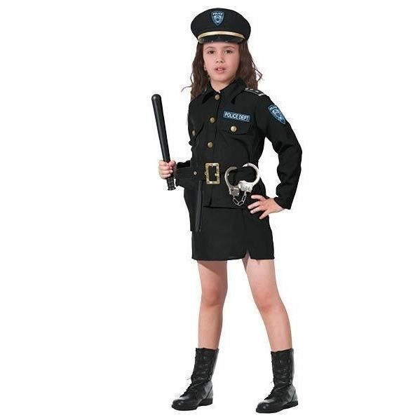 Deguisement policiere Luxe bleu 5 pieces jupe veste menottes casquette  ceinture Costume Fille 12 ans - Cdiscount Jeux - Jouets