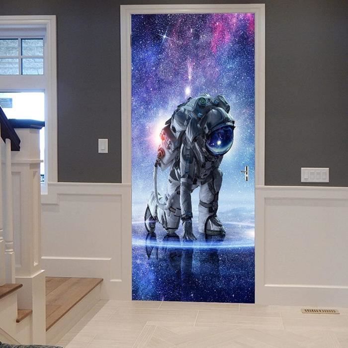 Sticker Décoratif Porte Galaxie Voie Lactée 3D - 95x215 Cm, Auto-adhésif Et Amovible