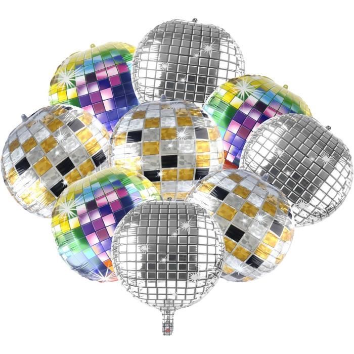 Ballons Disco Multicolores,9 Disco Ballons 22 Pouces 4D Grand Ballons  Métalliques À Effet Miroir Feuille D'Aluminium Décorat[J9337]