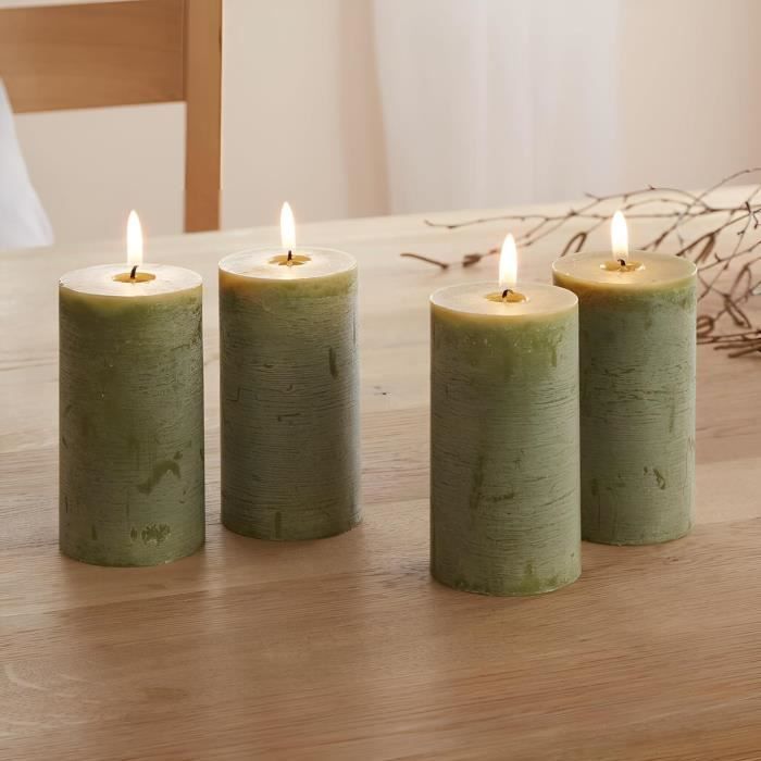 Lot De 4 Bougies Piliers Blanches Bispol - Diam 4,8 Cm, Hauteurs 7/9/11/13 Cm, 33h De Combustion, Parfaites Pour Avent Et Déco Noël