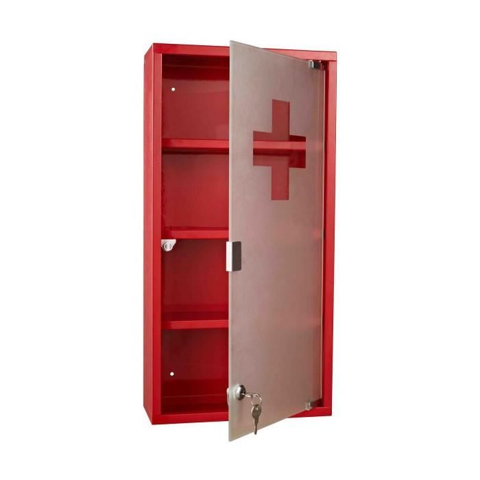 armoire à pharmacie en acier blokpil rouge - mycocooning - contemporain - design - verre - a suspendre