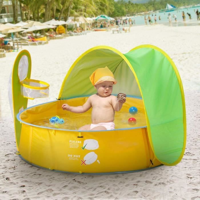 Tente Anti Uv Enfant Tente Piscine De Plage Pliable Bebe Plage Pop Up Boule Piscine Avec Cerceau De Basket Ball Jouet Plage Voyage Cdiscount Jeux Jouets