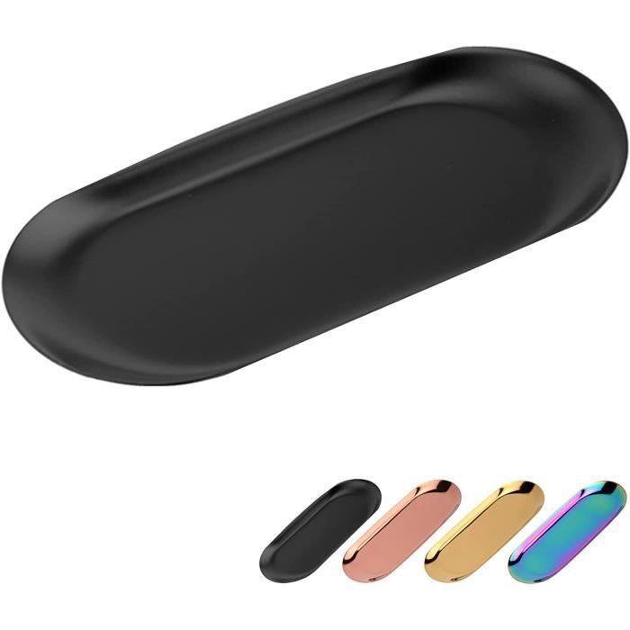 HEEPDD Plateau Ovale En Acier Inoxydable 23x9.5 Cm - Cuivre Rouge Rétro - Pour Bougies, Aromathérapie, Collations