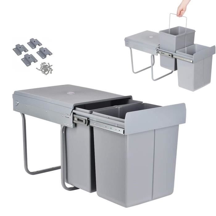 Poubelle De Cuisine Suspendue 8L Ou 10L - Anti-fuite, Couvercle Hermétique, Installation Sans Perçage - Parfaite Pour Compost Et Déchets Organiques