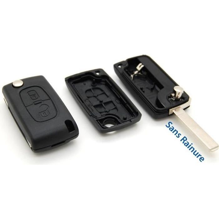 Coque clé,Coque pour clé télécommande à 3 boutons, pliable, pour voiture  Peugeot 306, 407, 408, 607, et pour citroën C4 C2 (CE0536, - Cdiscount Auto