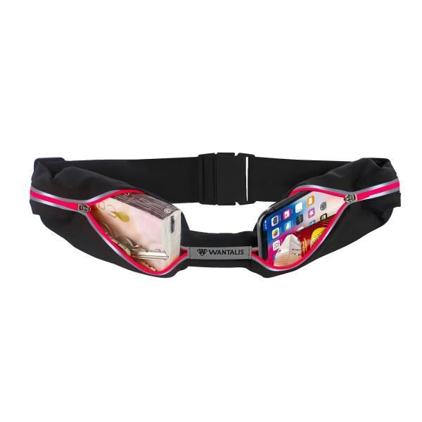WANTALIS - Ceinture de running 2 Poches Universelle - Étanche - Rose