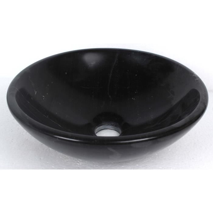 40cm de diamètre x 13 cm de profondeur Vasque à poser en pierre naturelle noir en marbre rond lavabo évier salle de bains cercle B0045 nw 