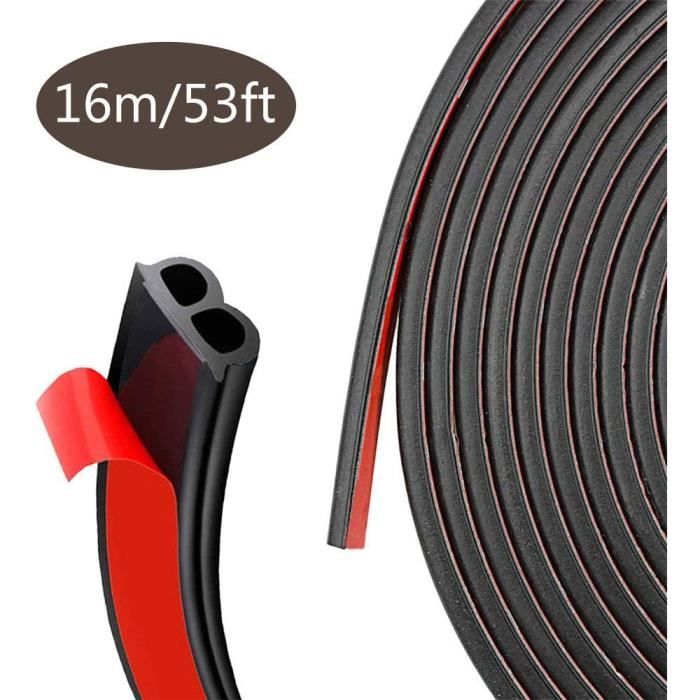 Bande D'Étanchéité Porte Voiture 16m Forme B - Joint Caoutchouc Insonorisant Universel Noir Pour Voiture, Fenêtre Et Maison