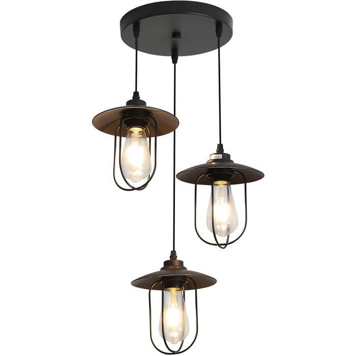 IDEGU E27 Suspension Luminaire Industrielle,Lampe Plafonnier Vintage en Métal Style Edison pour Salon Chambre - Maison IDEGU E27 Suspension Luminaire Industrielle,Lampe Plafonnier Vintage en Métal Style Edison pour Salon Chambre - Maison