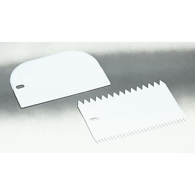 ensemble spatule + peigne a decorer plastique blanc de qualite superieure - longueur 15 cm - passe au lave-vaisselle