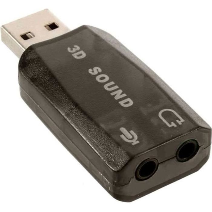 Carte son externe Ociodual Carte Son Externe USB Adaptateur Jack 3,5mm TRS Audio Sté ré o 3D 5.1 Noir Mic Micro Micro11