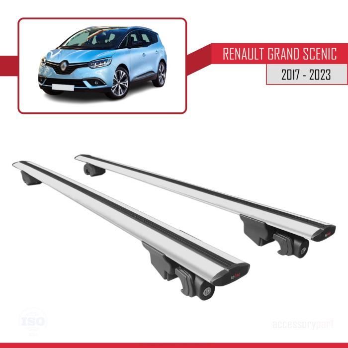Pour Renault Grand Scenic 2017-2023 HOOK Barres de Toit Railing Porte-Bagages de voiture Avec verrouillable Alu Gris