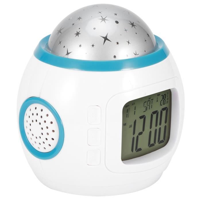 Veilleuse réveil Projection réveil avec deux alarmes de musique daccord et son naturel beau cadeau pour bébés enfants filles et