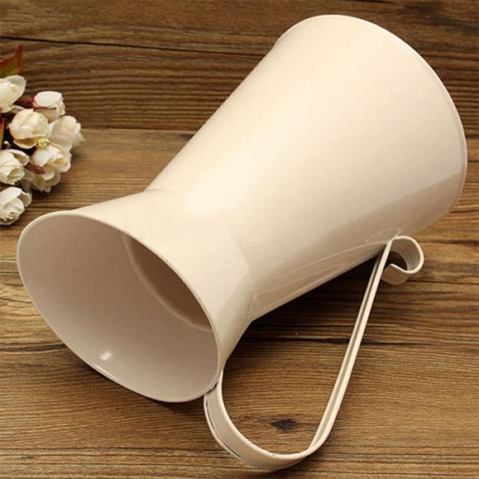 Grand Vase à crème Vintage en métal Shabby Chic pichet en émail décor de mariage maison blanc