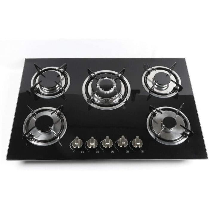 Plaque de cuisson gaz 5 flammes Plaque de cuisson gaz encastrable Noir