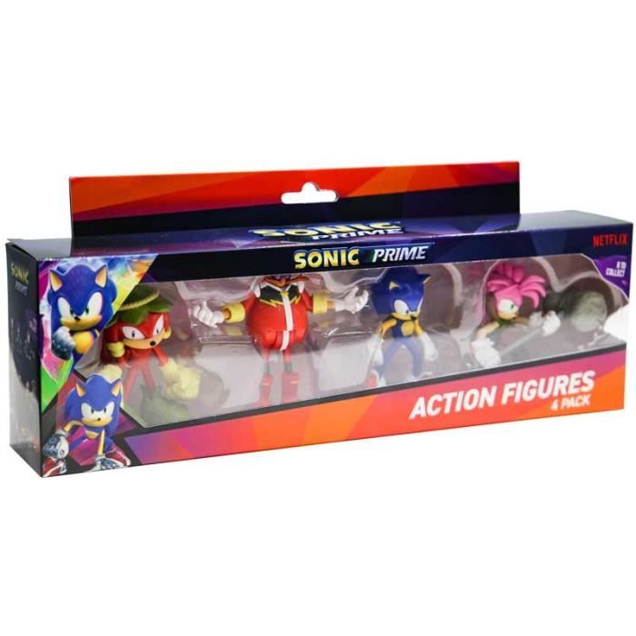 Figurines Sonic Sonic Prime Pack de 4 figurines articulées 7 5 cm Socle à collectionner