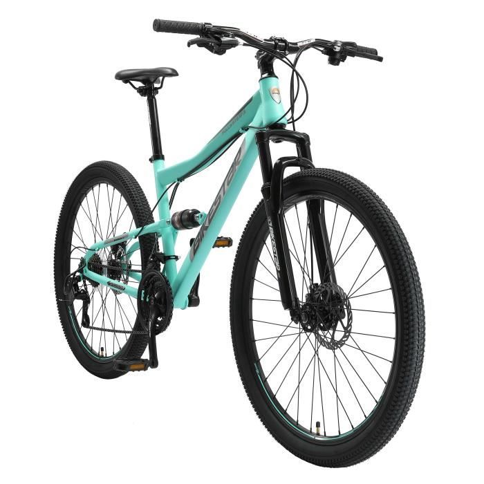 VTT tout-suspendu BIKESTAR 27.5 Pouces 21 vitesses Shimano avec frein à disque - Menthe