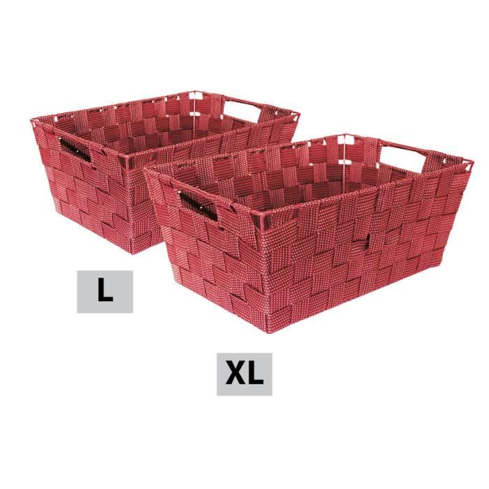 Poignées Effet Cuir Polypropylène Rose foncé Box and Beyond Lot de 3 paniers tressés