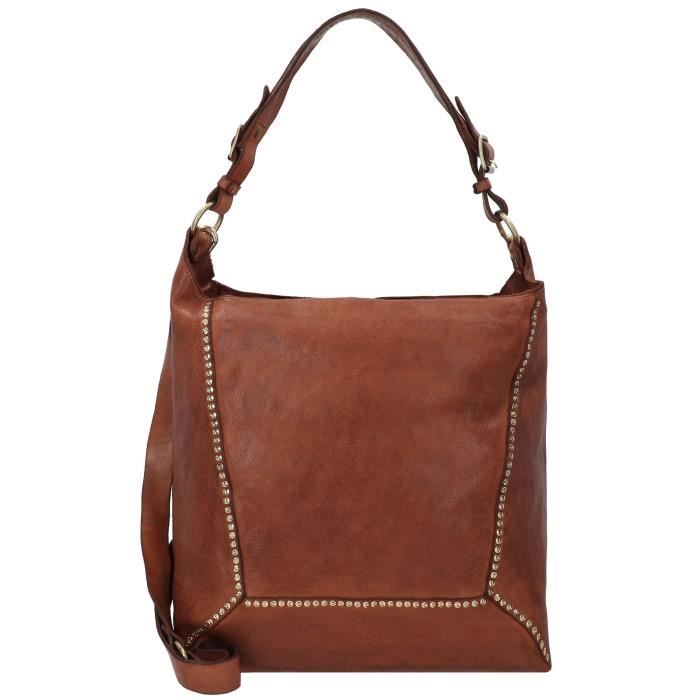 Sac Bandoulière Campomaggi En Cuir Italien - Noir Et Kaki - Grand Modèle Unisexe - Neuf