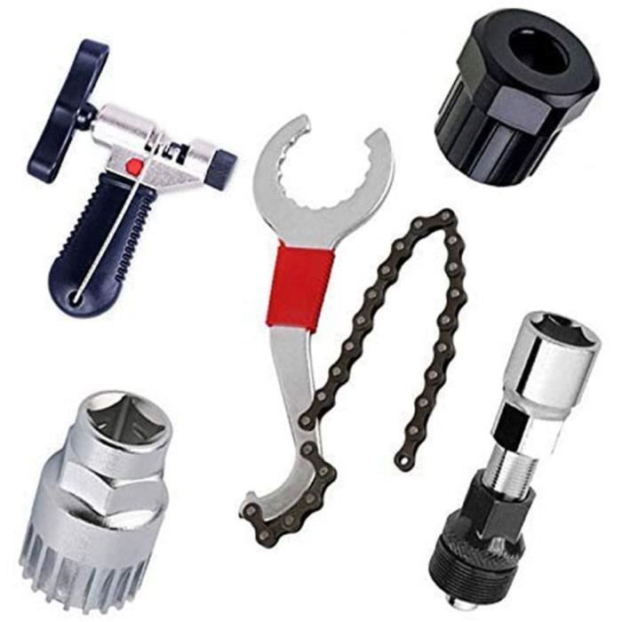 KAILEE Kit D'outils De Réparation Pour Vélo De Montagne – 5 Pièces Multifonctions : Démonte-chaîne, Extracteur Cassette, Rayon – Alliage Métal