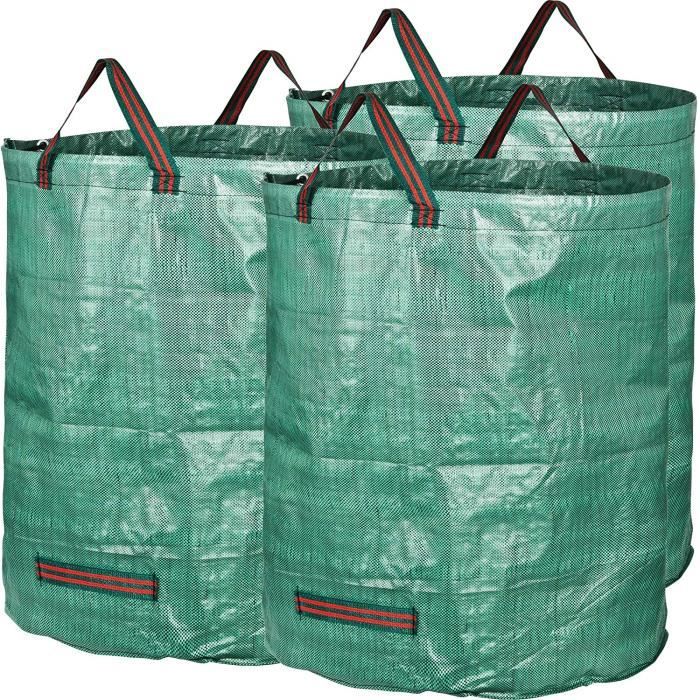 TTL GARDEN Lot de 6 sacs de jardin de 272 l - Double fond extra stable - 4 poignées - 150 g/m² - Robuste et pliable - Lot de 6 sacs de