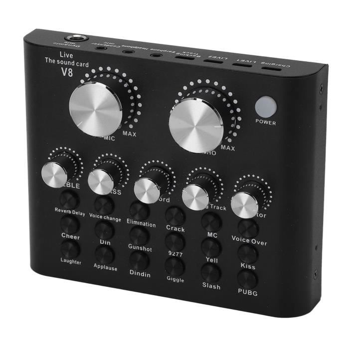 Carte Son Live Streaming V8 - Mixeur Audio Bluetooth, Effets Vocaux, Compatible Téléphone Et PC