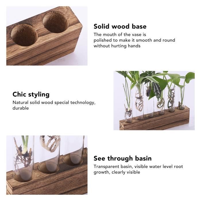 Station De Propagation Hydroponique Suspendue - Support En Bois Avec Tubes Pour Boutures De Plantes - 8