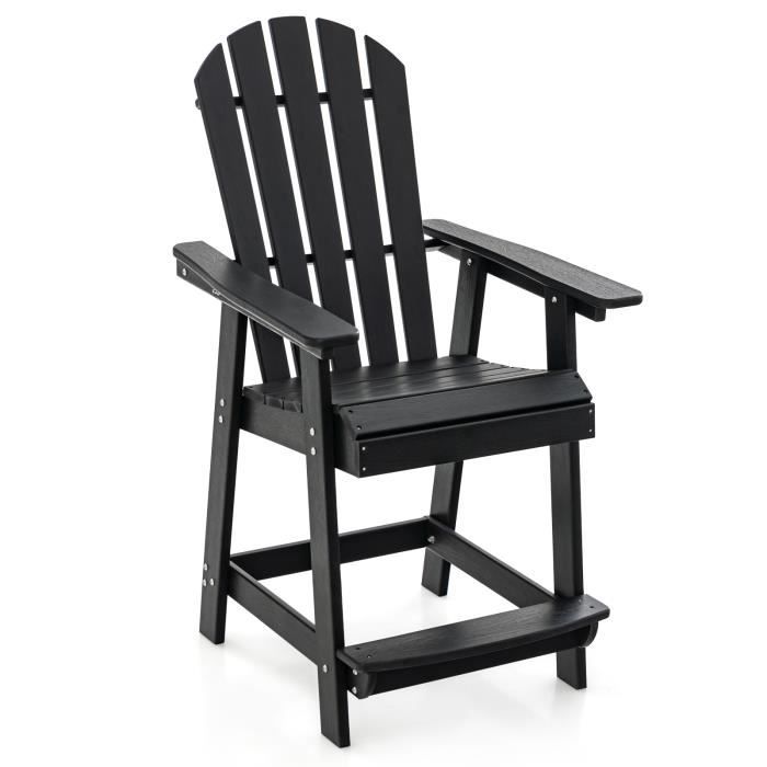 COSTWAY Chaise Tabouret de Bar en HDPE - Accoudoirs Conception à Lattes Repose-pieds - Charge 1580KG - Intérieur Extérieur - Noir COSTWAY Chaise Tabouret de Bar en HDPE - Accoudoirs Conception à Lattes Repose-pieds - Charge 1580KG - Intérieur Extérieur - Noir